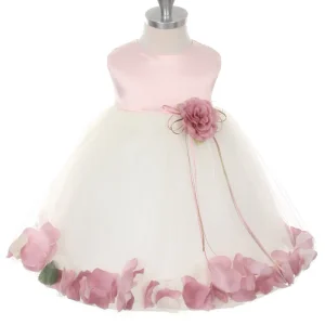 Baby Girl Dusty Rose Satin Flower Petal Party Dress- AS195B Kids Dream