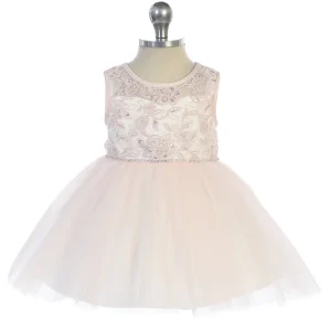 Baby Dress with Gorgeous Illusion Neckline Bodice by TIPTOP KIDS - AS5747S