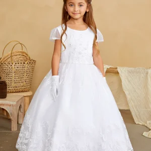 Flower Girl Dress with Floral Embroidery and Rhinestone by TIPTOP KIDS - AS5841