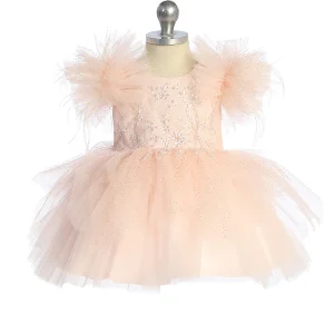 Baby Dress with Lace Applique and Fluffy Sleeves by TIPTOP KIDS - AS5848S