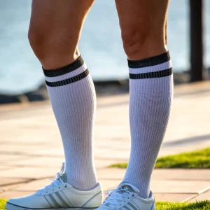 Nora Stödstrumpa Vit/Svart