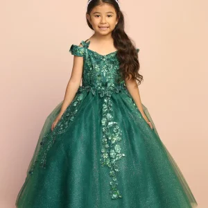 3D Butterfly Off Shoulder Flowers Girl Dress by TIPTOP KIDS - AS7046