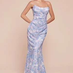 Floral Printed Scoop Neckline Gown by Cinderella Divine 7445 - Special Occasion/Curves