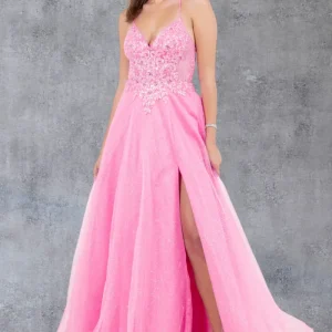 Glitter Beadwork A-Line Party Dress by Cinderella Couture USA AS8275J