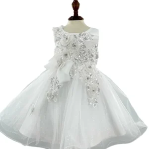 3D Ribbon Flower Crystal Tulle Girl Communion Dress by Cinderella Couture USA AS9166B