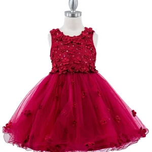 3D Floral Sleeveless Flower Girl Dress by Cinderella Couture USA AS9219