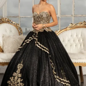 Elizabeth K - GL3022 - Embellished Strapless Glitter Quinceanera Dress