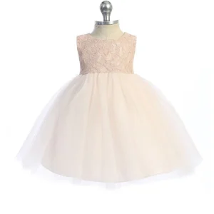Baby Girl Lace Blush Pink Illusion Party Dress- AS414B Kids Dream