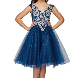 Silver Lace Tulle Party Dress by Cinderella Couture USA 5105