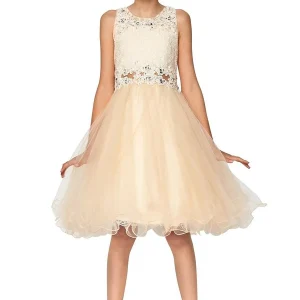 Rhinestone Lace Tulle Girl Party Dress by Cinderella Couture USA AS5010