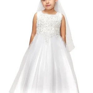 Pearl Sequins Tulle Party Dress with Satin Bow by Cinderella Couture USA AS5008