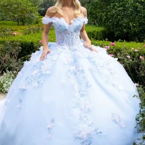 3D Organza Off Shoulder Strap Quinceanera Dress by GLS by Gloria - GL3555