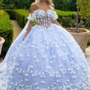 3D Flower Applique Sequin Quinceanera Dress by GLS by Gloria - GL3571