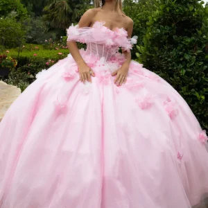 3D Flower Butterfly Sweetheart Neckline Quinceanera Dress by GLS by Gloria - GL3608