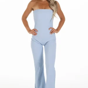Ribbed Jumpsuit "Palma" Baby Blue
