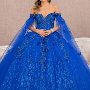 Off the Shoulder Embroidery Glitter Sweetheart Quinceanera Dress by Elizabeth K - GL3111