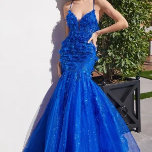 Floral Applique Tulle Mermaid Gown By Ladivine CM328 - Women Evening Formal Gown - Special Occasion