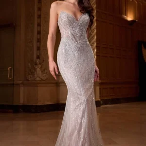 Sequins Strapless Fitted Gown By Ladivine CC416 - Women Evening Formal Gown - Special Occasion/Curves