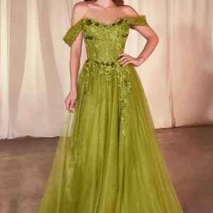 Off The Shoulder Scoop Neckline Gown by Cinderella Divine CD799 - Special Occasion/Curves