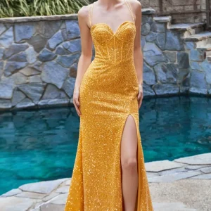Fitted Sequins Sweetheart Bodice Sheath Dress by Cinderella Divine CM317- Special Occasion