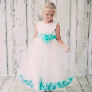 Satin Flower Petal Ivory Flower Girl Dress 1of2 by AS160B Kids Dream - Girl Formal Dresses