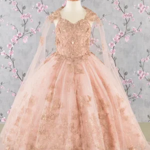 Butterfly Sequin Sweetheart Neckline Kids Mini Quince Dress by Elizabeth K - GK114