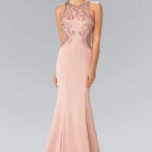 Beads Embellished High-Neck Mermaid Dress by Elizabeth K - GL2237