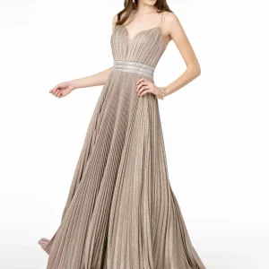 Elizabeth K - GL2905 - Illusion Deep V-Neck A-Line Dress