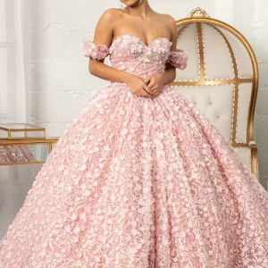 Elizabeth K - GL3019 - 3D Floral Jewel Embellished Sequin Sweetheart  Quinceanera Dress