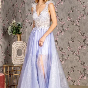 3D Flower Sequin V-Neckline Women Formal Dress by GLS by Gloria - GL3393 - Special Occasion/Curves