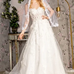 3D Flower Sequin Off Shoulder Women Bridal Dress by GLS by Gloria - GL3448 - Special Occasion/Curves