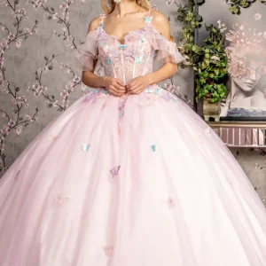 3D Butterfly Sweetheart Neckline Quinceanera Dress by GLS by Gloria - GL3483