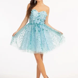 Elizabeth K - GS1995 - 3D Floral Applique Sweetheart Cocktail Dress  - Short