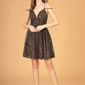 Elizabeth K - GS3097 - Sequin Sweetheart Neckline Cocktail Dress - Short