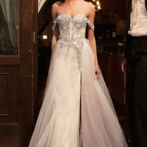 Off Shoulder Sweetheart A-Line Bridal Gown by Cinderella Divine KV1126W
