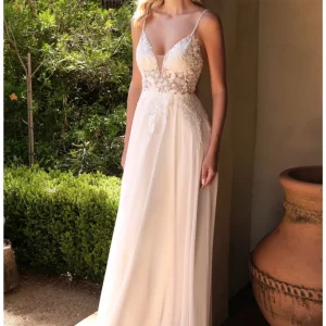 A-Line Chiffon Bridal Gown by Cinderella Divine TY11